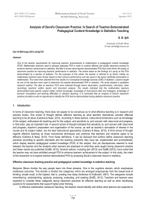 Analysis of David's Classroom Practice: In Search of Teacher-Demonstrated