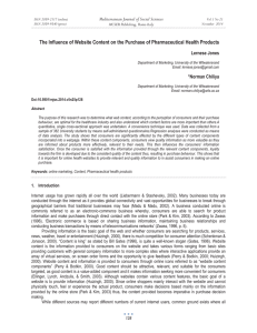 The Influence of Website Content on the Purchase of Pharmaceutical... Mediterranean Journal of Social Sciences Lernese Jones MCSER Publishing, Rome-Italy