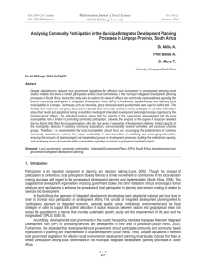 Analysing Community Participation in the Municipal Integrated Development Planning