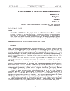 The Interaction between the State and Small Business in Russian... Mediterranean Journal of Social Sciences Bagautdinova N.G. Panasyuk M.V.