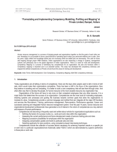 “Formulating and Implementing Competency Modelling, Profiling and Mapping’’at