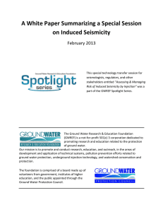 A White Paper Summarizing a Special Session on Induced Seismicity February 2013