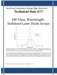   kW‐Class, Wavelength‐ Stabilized Laser Diode Arrays  Technical Note #17 