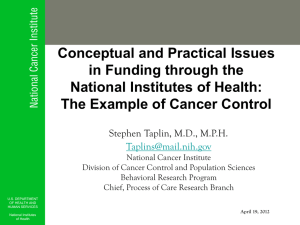 Conceptual and Practical Issues in Funding through the National Institutes of Health: