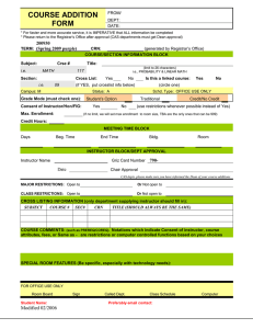 COURSE ADDITION FORM