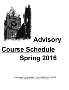 Advisory Course Schedule Spring 2016