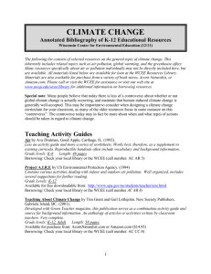 CLIMATE CHANGE Annotated Bibliography of K-12 Educational Resources