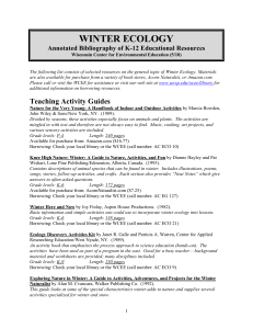 WINTER ECOLOGY  Annotated Bibliography of K-12 Educational Resources