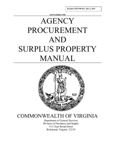 AGENCY PROCUREMENT AND SURPLUS PROPERTY