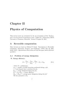 Chapter II Physics of Computation