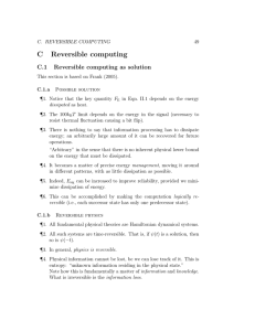 C Reversible computing C.1 Reversible computing as solution