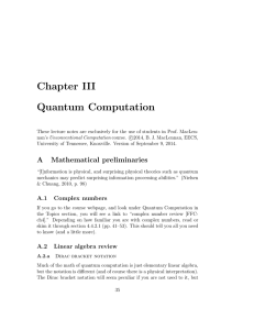 Chapter III Quantum Computation