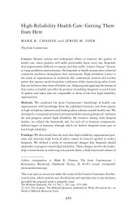 High-Reliability Health Care: Getting There from Here The Joint Commission