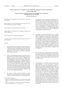 REGULATION (EC) No 1394/2007 OF THE EUROPEAN PARLIAMENT AND OF... of 13 November 2007