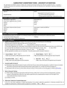 SUBRECIPIENT COMMITMENT FORM – UNIVERSITY OF MONTANA