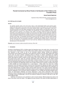 Parental Involvement by African Parents in the Education of their... Foundation Phase Mediterranean Journal of Social Sciences Senosi Swanki Stephinah