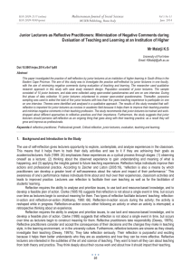 Junior Lecturers as Reflective Practitioners: Minimization of Negative Comments during