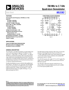 700 MHz to 2.7 GHz Quadrature Demodulator ADL5382 Data Sheet