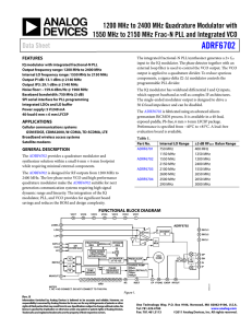 ADRF6702 1200 MHz to 2400 MHz Quadrature Modulator with Data Sheet