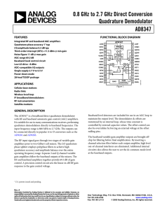 0.8 GHz to 2.7 GHz Direct Conversion Quadrature Demodulator AD8347