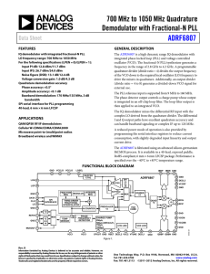 700 MHz to 1050 MHz Quadrature Demodulator with Fractional-N PLL ADRF6807 Data Sheet