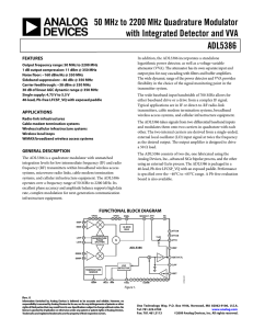 50 MHz to 2200 MHz Quadrature Modulator ADL5386