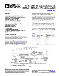 ADRF6701 400 MHz to 1250 MHz Quadrature Modulator with