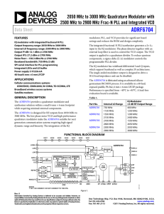 ADRF6704 2050 MHz to 3000 MHz Quadrature Modulator with Data Sheet