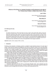 Influence of the School on Langauge Acquistion and Development tin... Pre- Primary school Children in Mathira East District, Kenya