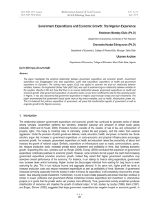 Government Expenditures and Economic Growth: The Nigerian Experience MCSER Publishing, Rome-Italy