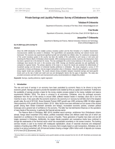 Private Savings and Liquidity Preference: Survey of Zimbabwean Households