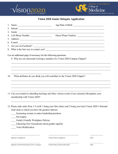 Vision 2020 Junior Delegate Application