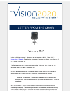 LETTER FROM THE CHAIR February 2016