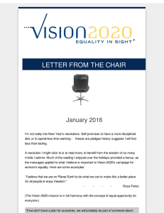 LETTER FROM THE CHAIR January 2016