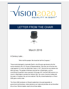 LETTER FROM THE CHAIR March 2016  A Century Later...