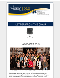 LETTER FROM THE CHAIR NOVEMBER 2015