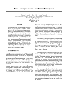 Exact Learning of Unordered Tree Patterns From Queries Abstract