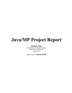 Java/MP Project Report Roshan Naik Timothy Budd