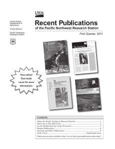 Recent Publications of the Pacific Northwest Research Station First Quarter, 2011