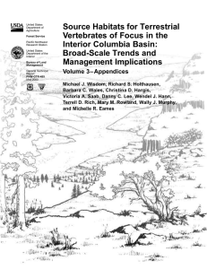 Source Habitats for Terrestrial Vertebrates of Focus in the Interior Columbia Basin: