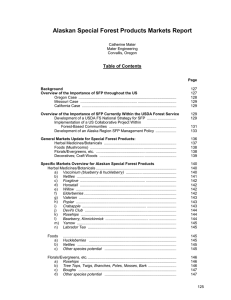 Alaskan Special Forest Products Markets Report Table of Contents