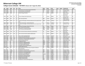 Bitterroot College UM College Course Schedule - Fall 2013