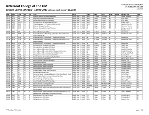 Bitterroot College of The UM College Course Schedule - Spring 2013