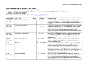 Bitterroot College Program (BCP) Spring 2010 Courses