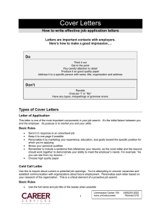 Cover Letters How to write effective job application letters Do