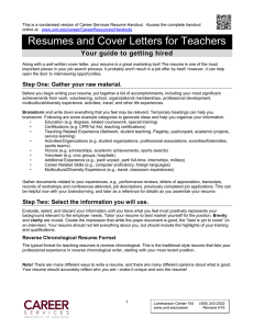 Resumes and Cover Letters for Teachers Your guide to getting hired