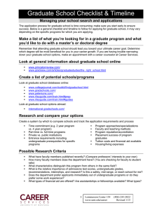 Graduate School Checklist &amp; Timeline Managing your school search and applications