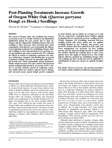 Post-Planting Treatments Increase Growth of Oregon White Oak (Quercus garryana