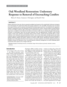 Oak Woodland Restoration: Understory Response to Removal of Encroaching Conifers AbstrAct