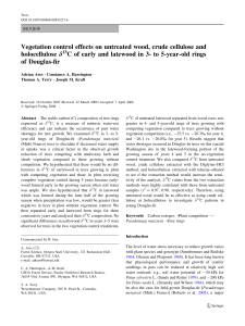 Vegetation control effects on untreated wood, crude cellulose and holocellulose of Douglas-ﬁr d